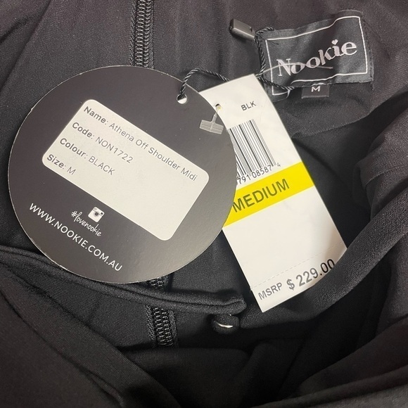 Nookie Athena Off The Shoulder Midi Dress in Black Medium - Picture 7 of 7